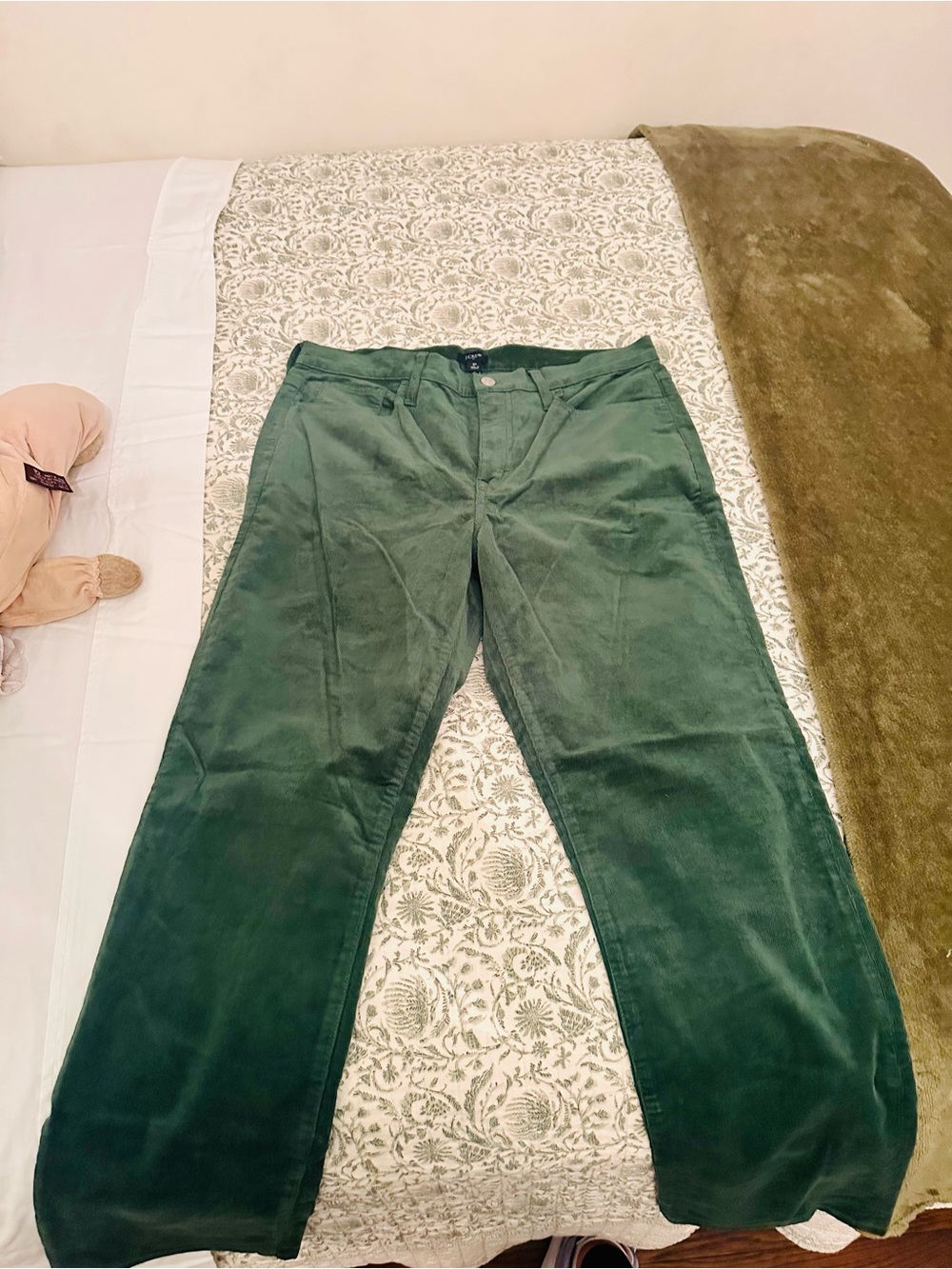 J. Crew Dark Green Fine Wale Corduroy Pants